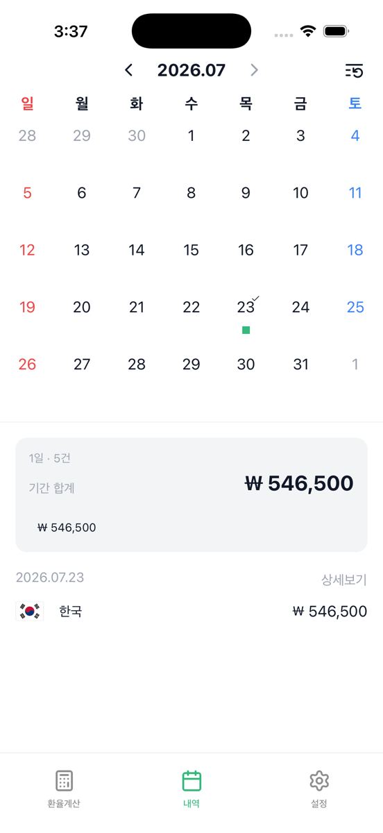 기간별 지출 합계