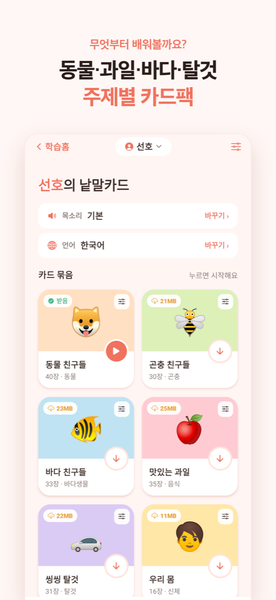 카드팩 고르기